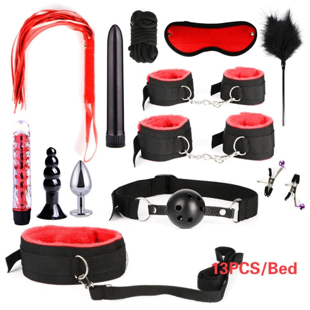 BDSM Kits Adults Sex Toys For Women Men Handcuffs Nipple Clamps