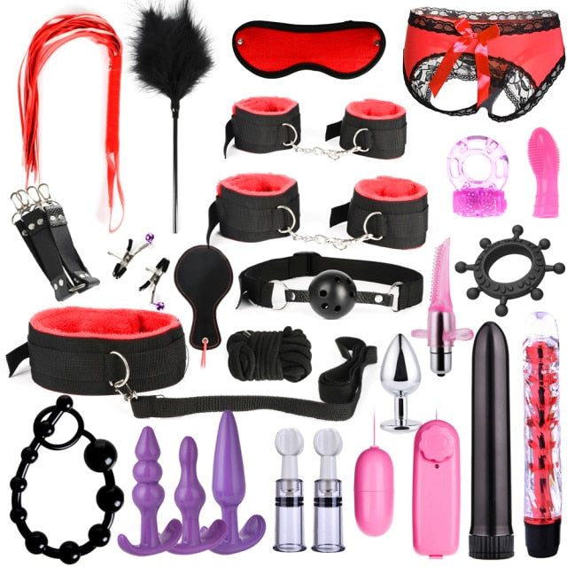 BDSM Kits Adults Sex Toys For Women Men Handcuffs Nipple Clamps