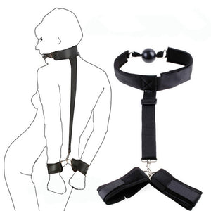Bondage Harness Adjustable Handcuff Wrist & Ankle Cuffs Gag Mouth