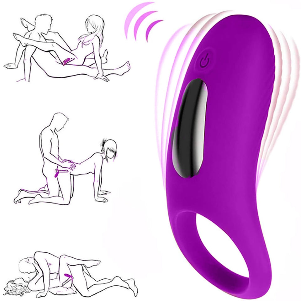 Vibrating Penis Ring Men Cockring Clitoris Stimulate Vibrator Delayed Premature Ejaculation Rings Adult Sex Toys For Couples